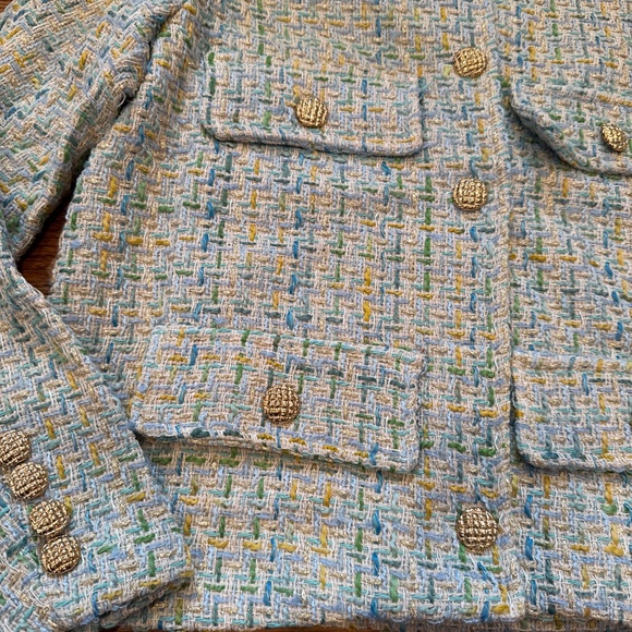 Tweed Blue/Green Buttoned Jacket, S, NWOT - Picture 3 of 12